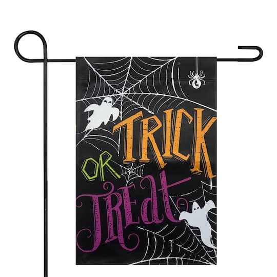12.5" x 18" Spider Webs & Ghosts Trick or Treat Outdoor Garden Flag